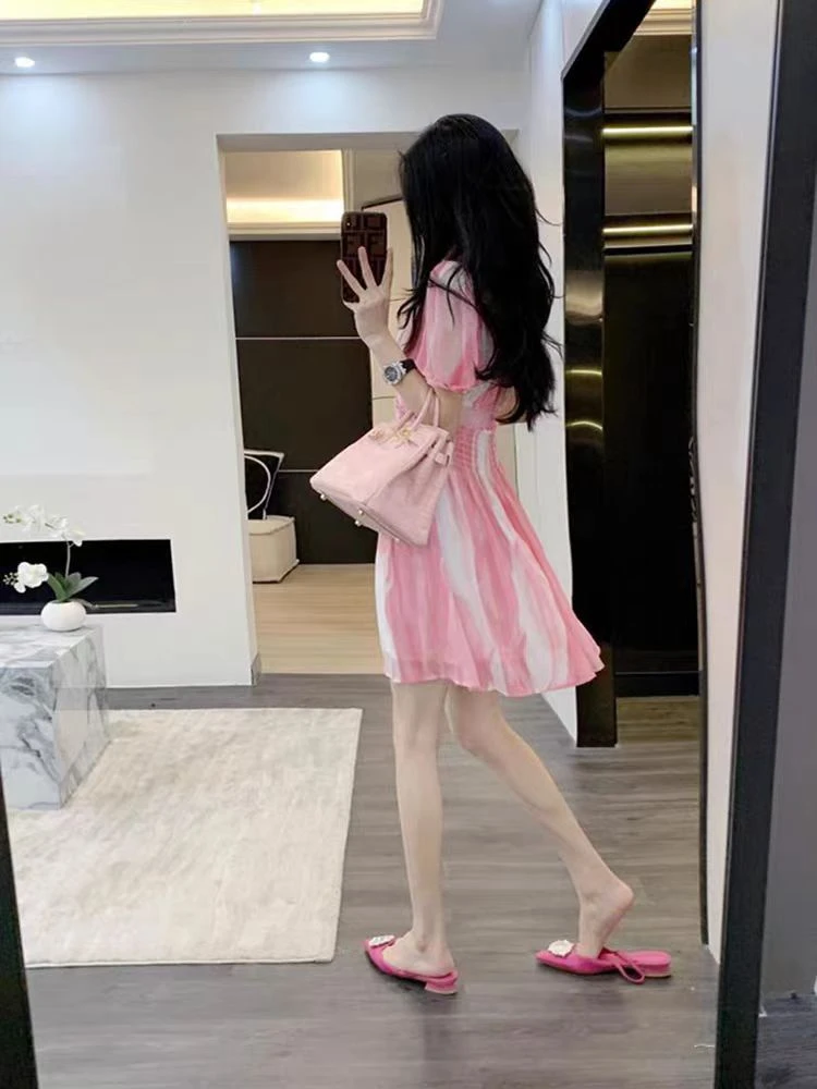 短裙少女风夏季无袖A字裙连衣裙甜美显瘦减龄时尚气质小个子公主