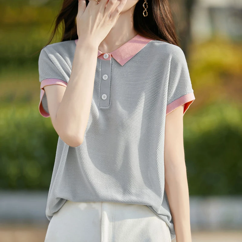 粉丝福利 夏季清   莱赛尔天丝POLO领 小飞袖 女士上衣女