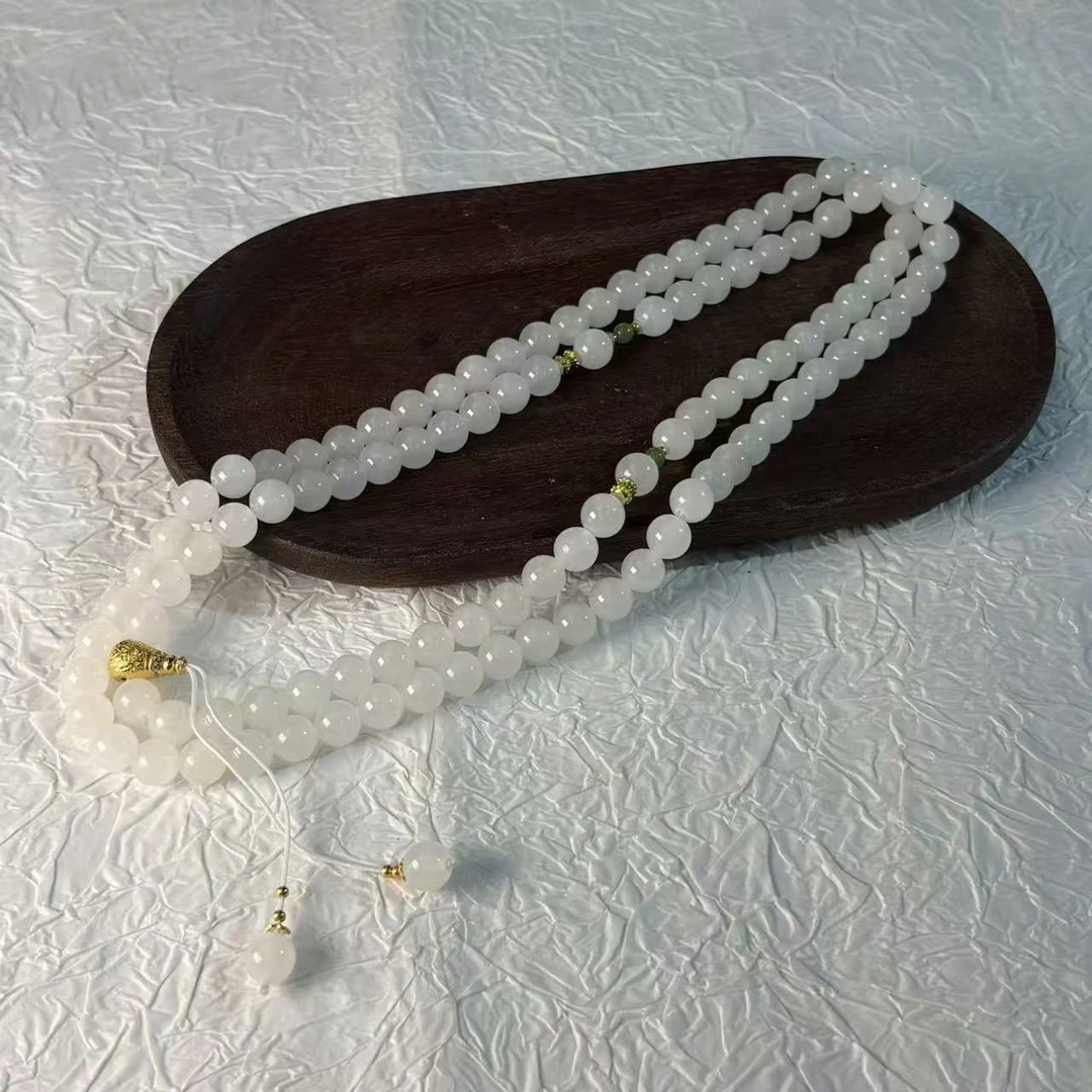 【七七专属】S925和田玉白玉珠链 3-8mm KL0010305