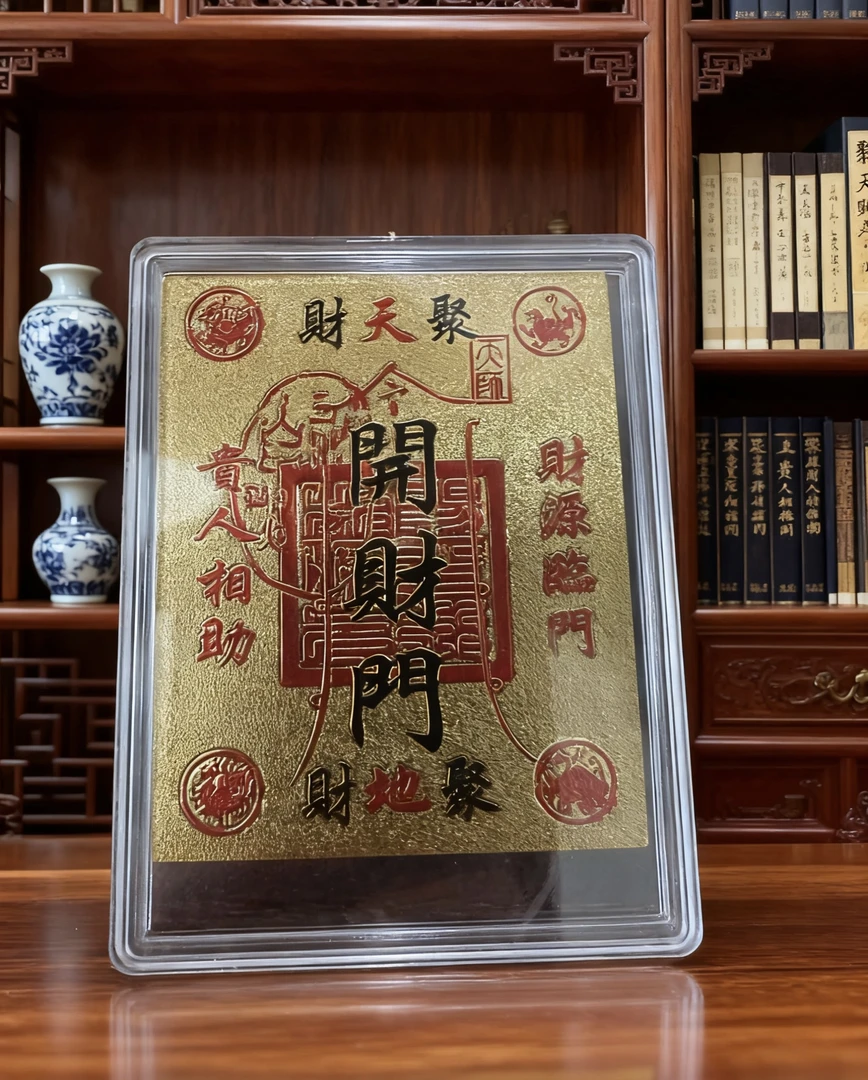 仿金箔开财门卡贴-1031
