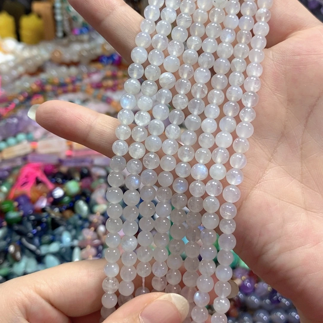 玛瑙/玉髓未镶嵌珠宝半成品蓝月光一条卡6mm