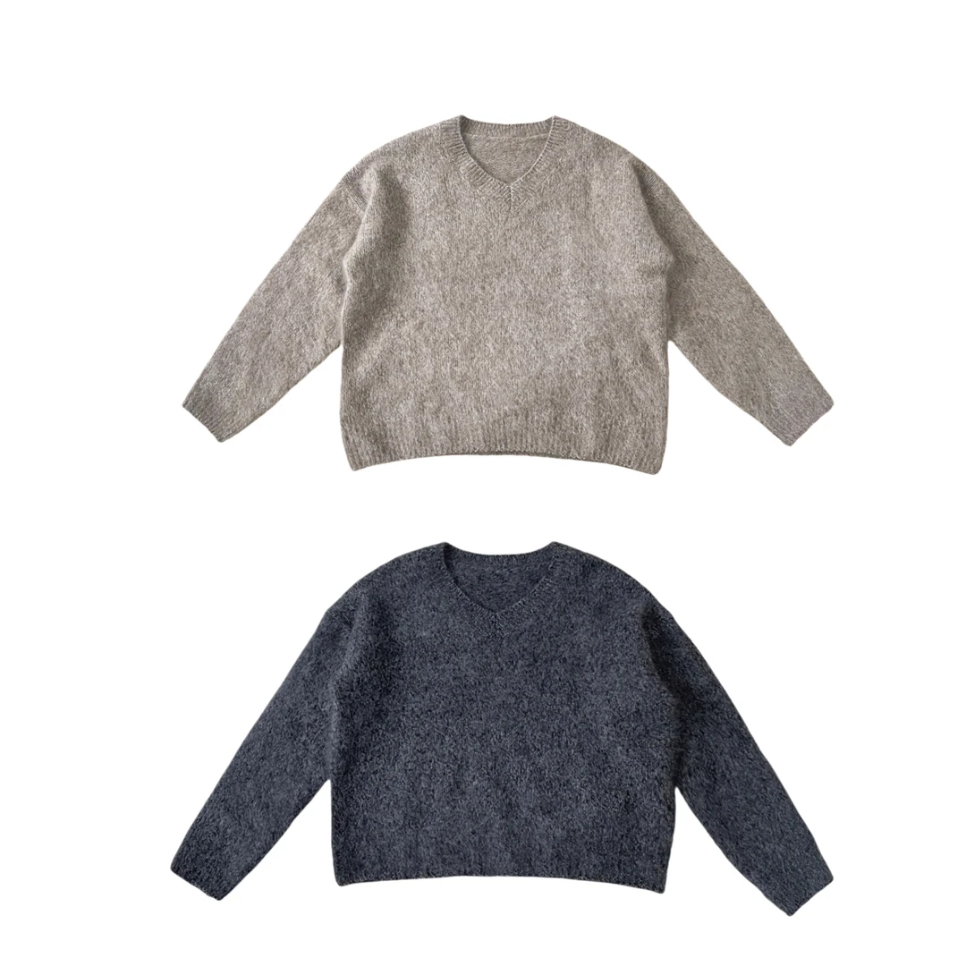 女款；9289高品质重工拉毛加厚套头V领羊毛毛衣