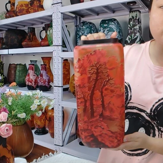 一***华琉璃手工艺品格雷花瓶