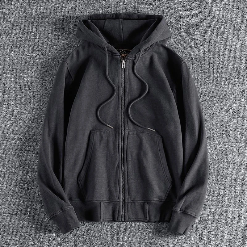 英国覆古重洗苦恼竹棉青年卫衣春冬季羊毛衬里厚多功能男子开衫运