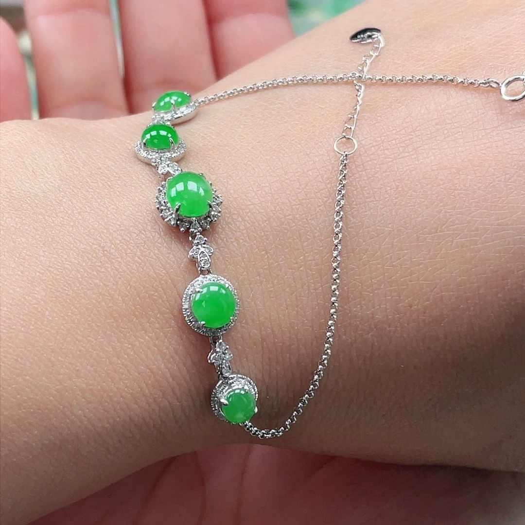 颈饰18K金镶嵌翡翠手链