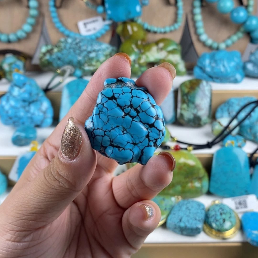 5高瓷精品玉化蓝随型吊坠c