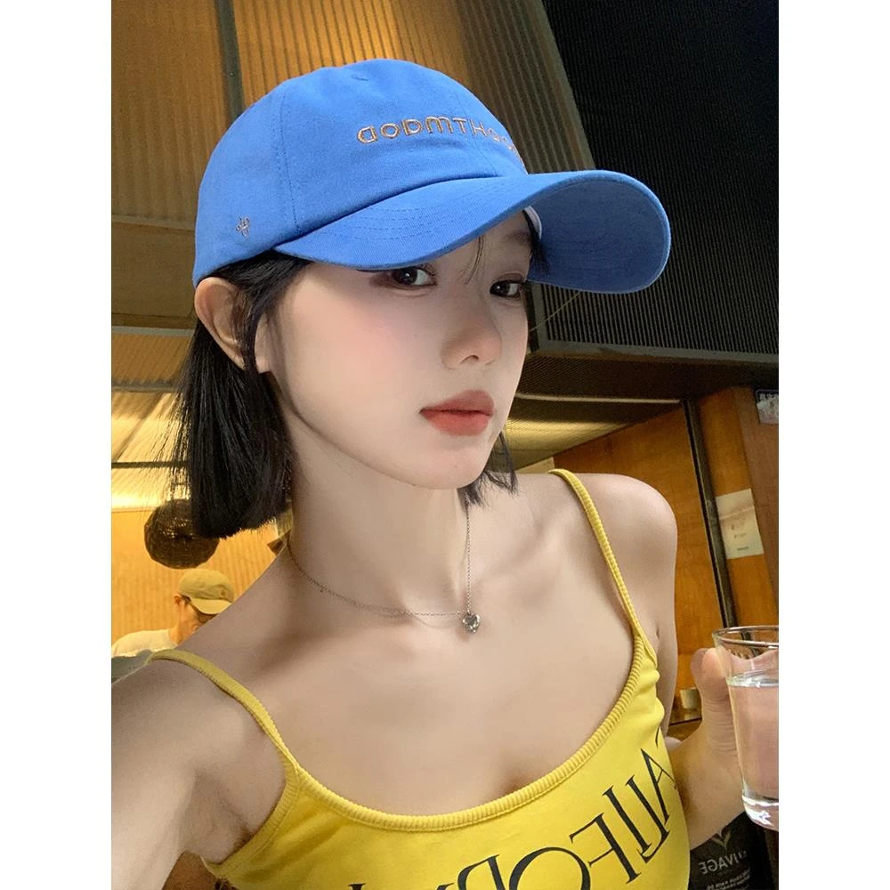 字母刺绣蓝色棒球帽女2025年春新款韩版显脸小帽子高品质鸭舌帽潮
