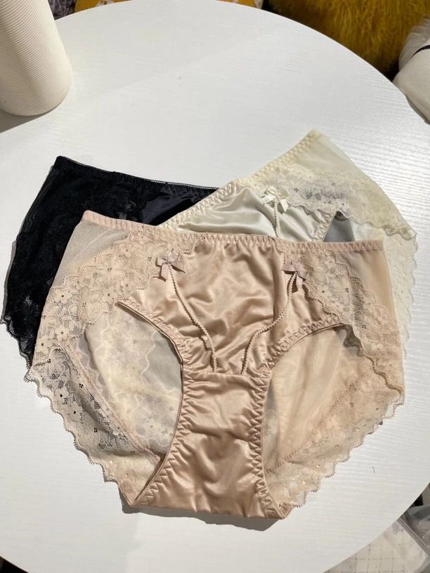 3条装 珊瑚海 夏季维秘纯欲中腰大包臀透气华尔缎蕾丝女士内裤