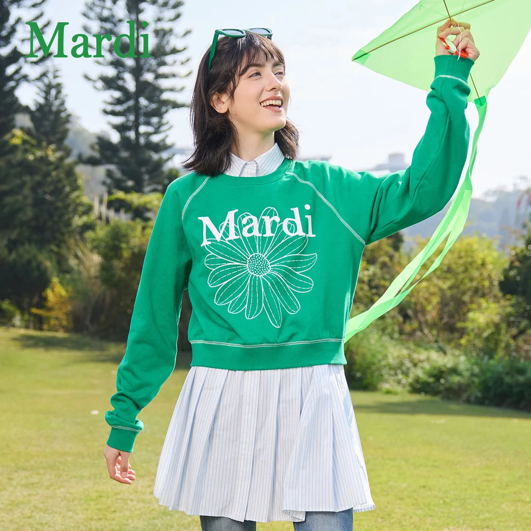 Mardi印花圆领运动长袖慵懒风卫衣秋冬季百搭MWY2512104