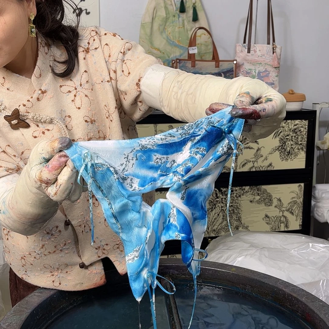 布艺非金属328丝带方巾发圈寒江雪