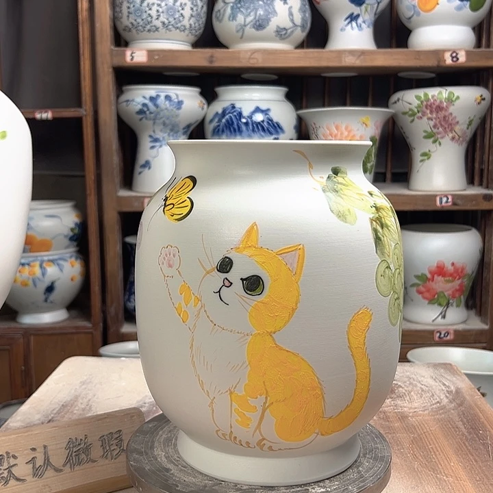 陶冬瓜招财猫陶瓷
