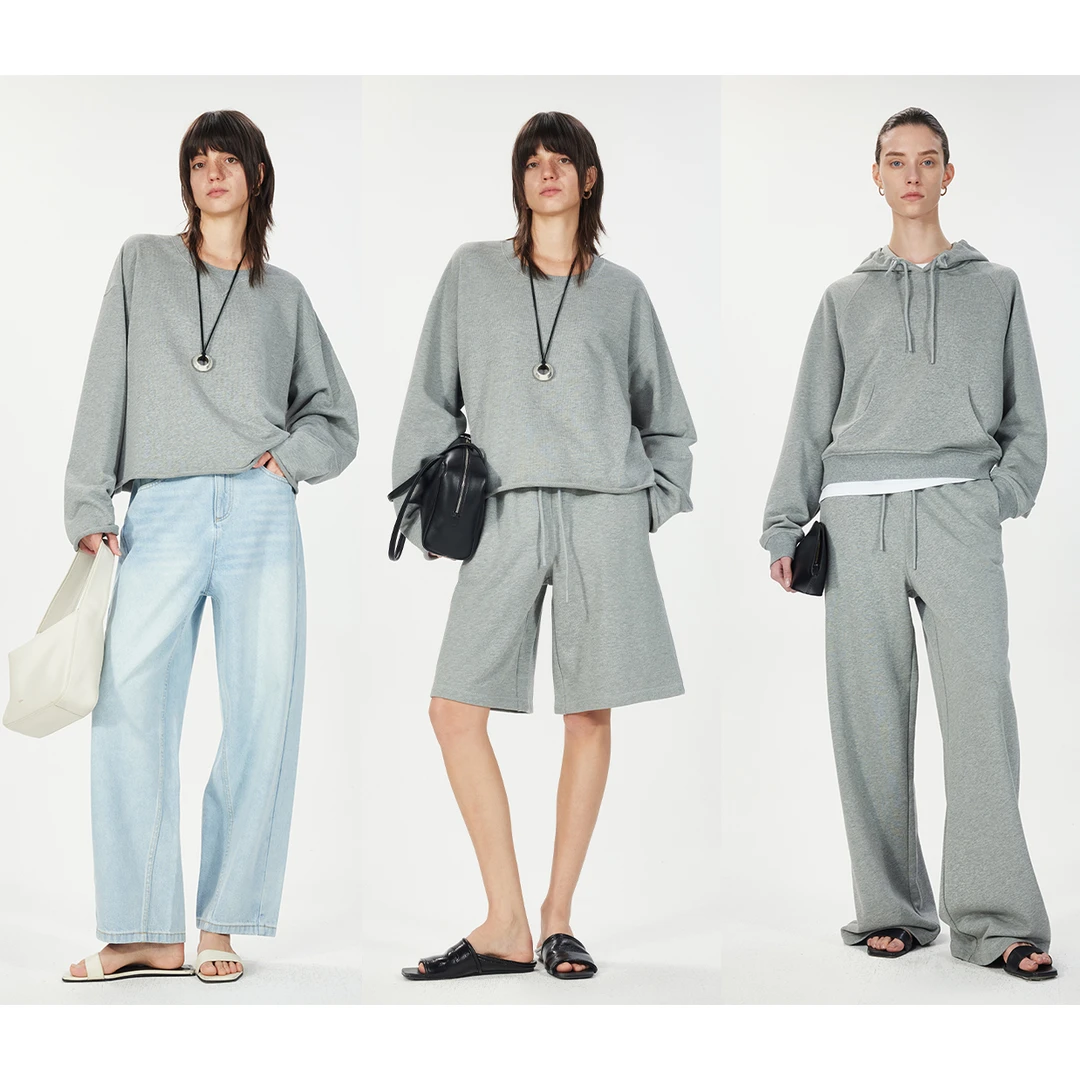 开间/刚需B备 chao舒适轻柔澳洲长绒棉慵懒WAN能卫衣短裤遛弯套装