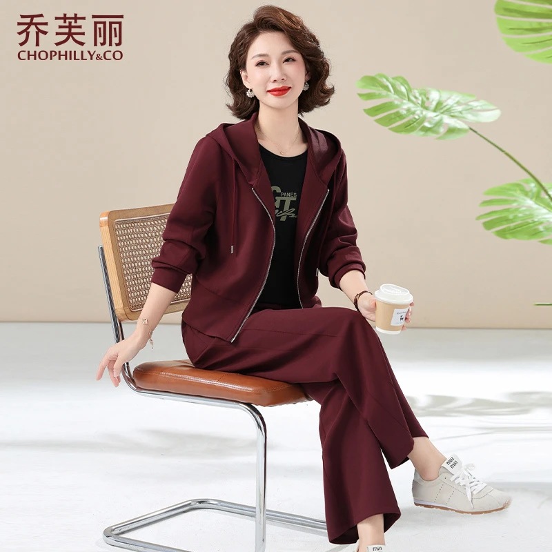 妈妈秋装运动服套装2025新款中老年女外套春秋洋气大码休闲两件套