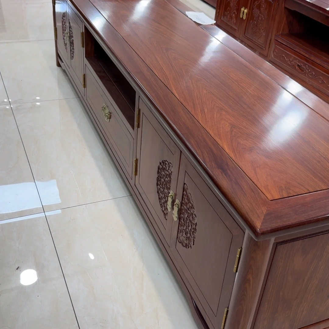 双***姐储物柜花梨木类2米电视柜祥云刺猬紫檀