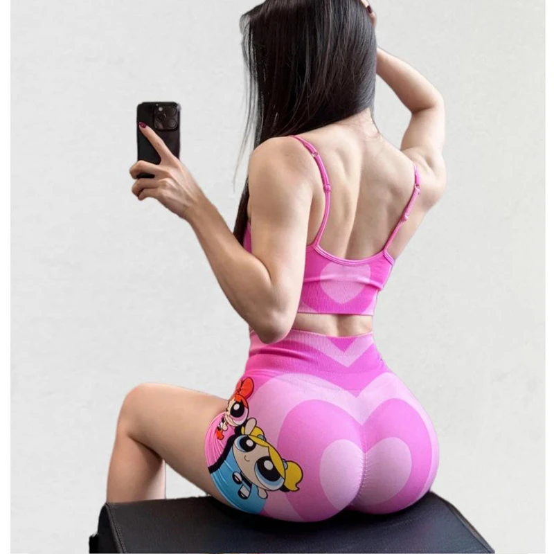 AOJK夏季多巴胺瑜伽裤三分蜜桃臀无尴尬线骑行健身短裤女外穿