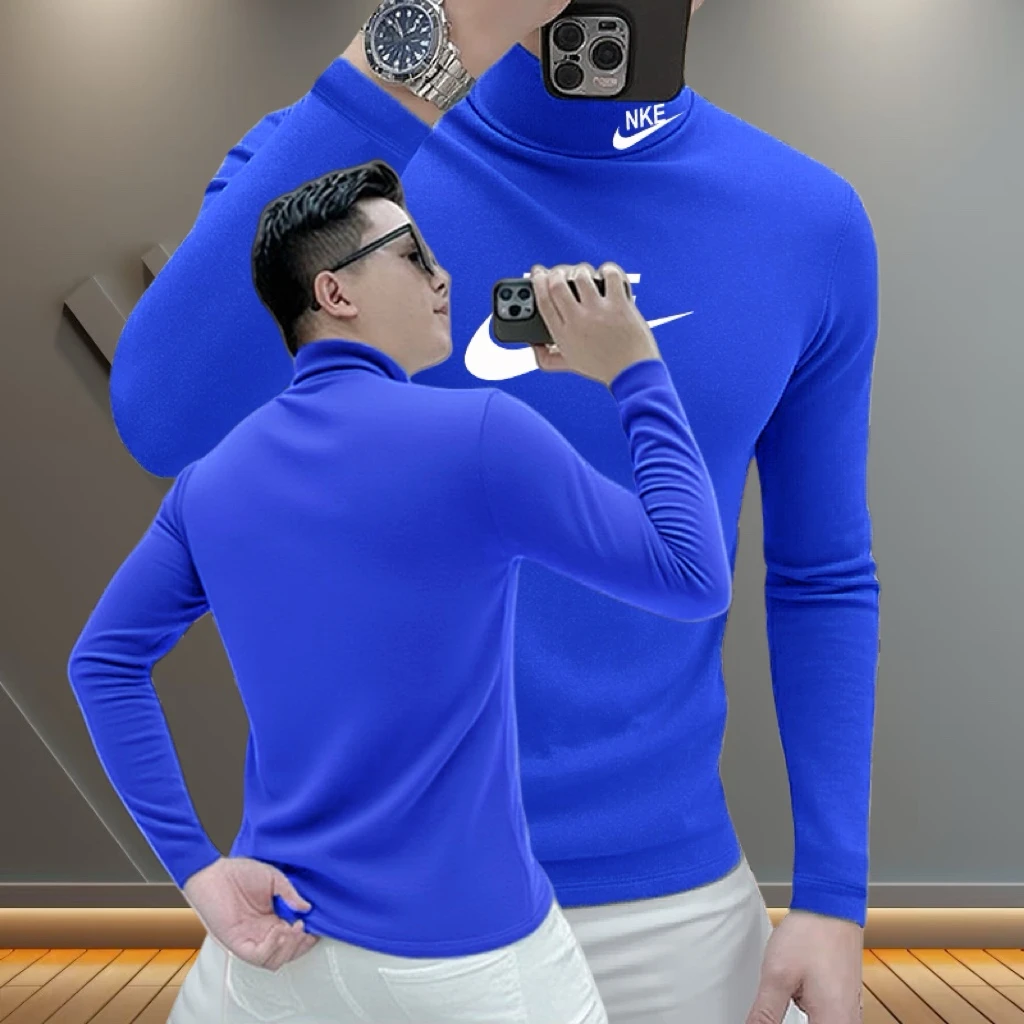 秋冬新款双面德绒半高领打底衫保暖休闲高端轻奢时尚百搭男士长袖