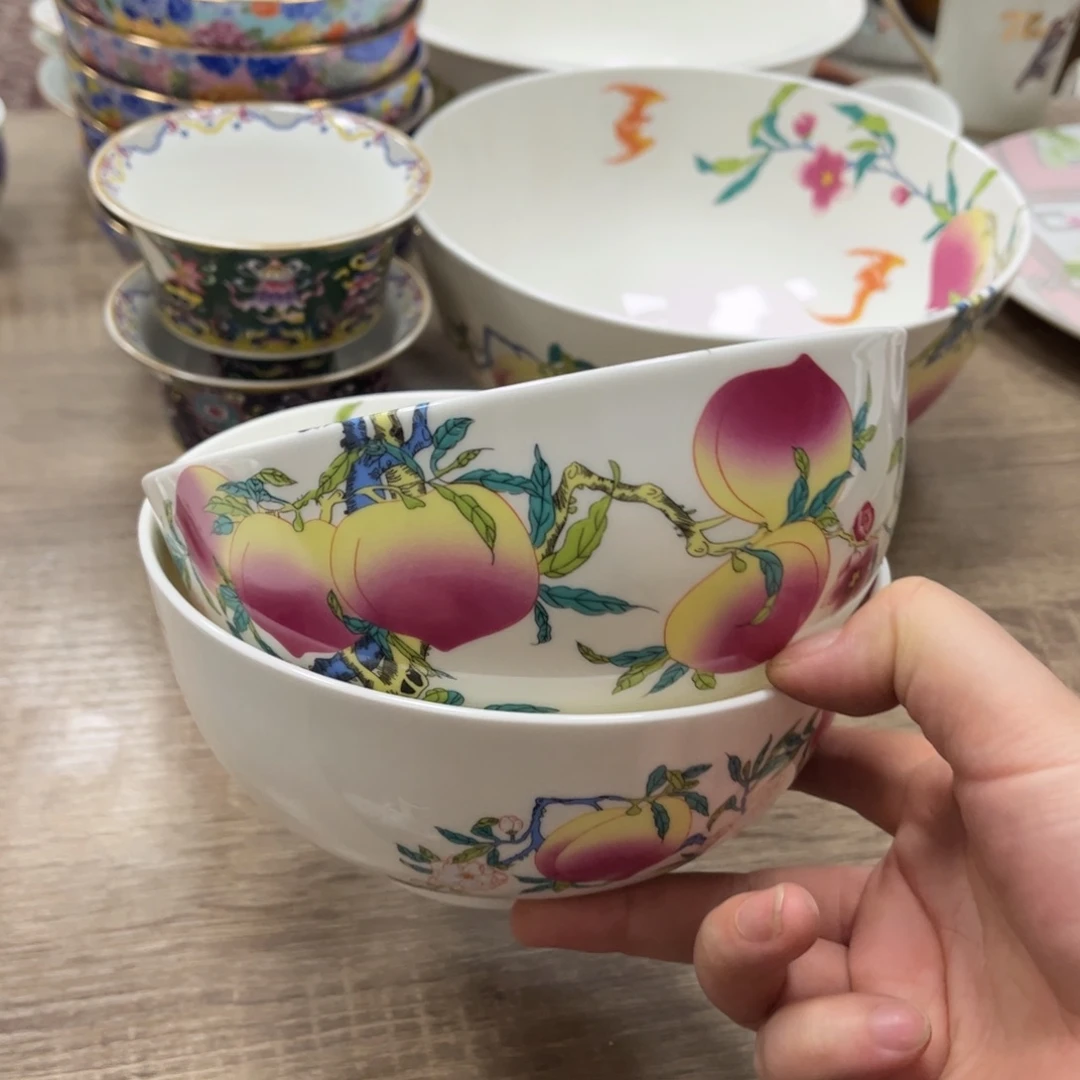 瓷片微瑕珐琅彩6寸2个面碗666666