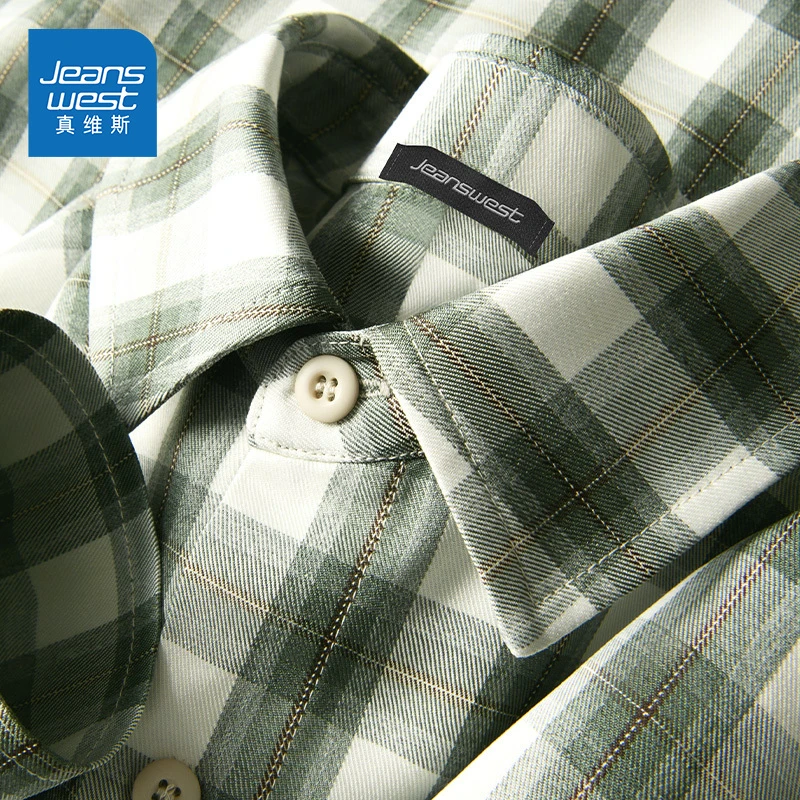 真维斯衬衫男秋季薄款外套美式复古宽松休闲男女同款长袖衬衣Y