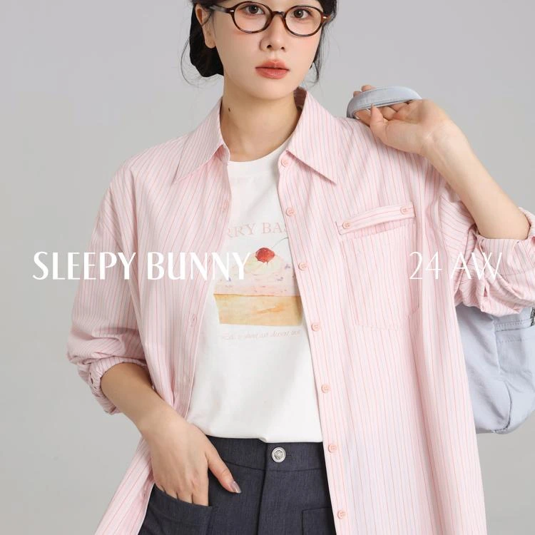 O瞌睡兔【清苍】肌理感落肩条纹长袖衬衫女秋设计感宽松衬衣245489