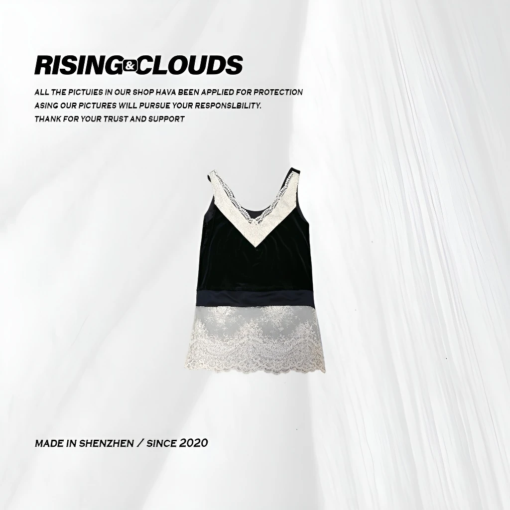 RISING&CLOUDS【小云姐】法式优雅蕾丝拼接背心百搭日常坎肩020450