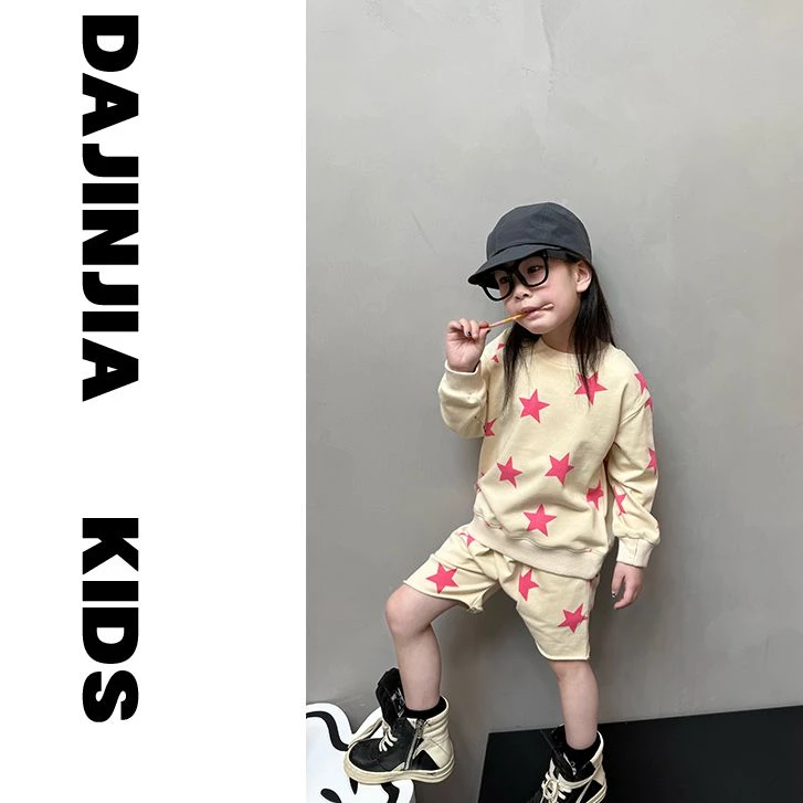 【男女宝可穿】大金定制潮牌N夏季新款薄款星星图两件套潮酷套装