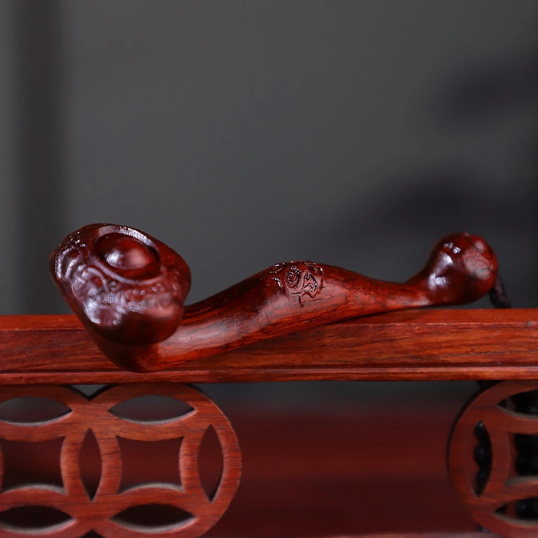 小叶紫檀【如意】实木雕刻手把件挂件精雕车载装饰品随身文玩摆件