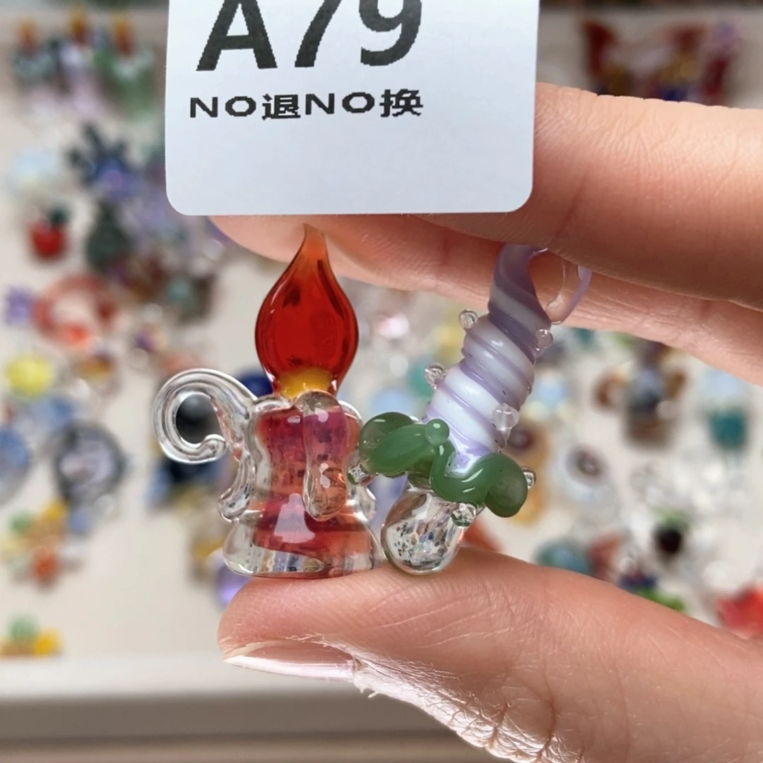 琉璃吊坠(不含链)79红胖蜡烛紫扭菇