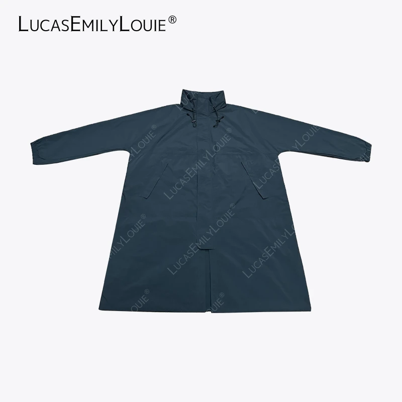 LUCASEMILYLOUIE 极简宽松廓形立领抽绳风衣外套2411248