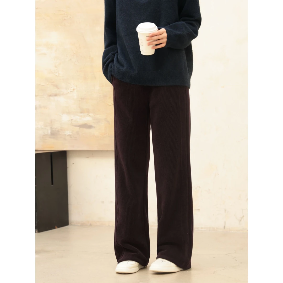 麻享【皮草裤】加绒加厚款细条保暖仿水貂立体女款直筒长裤FSY51275