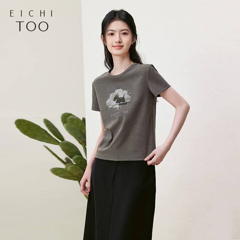 A爱居兔女装夏季新款时尚柔软舒适短袖T恤ENTBJ2Q039A