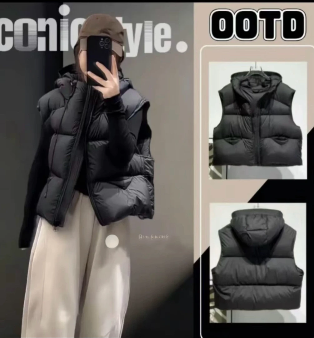 2025棉服马甲秋冬季新款女小个子连帽宽松短款欧美外套