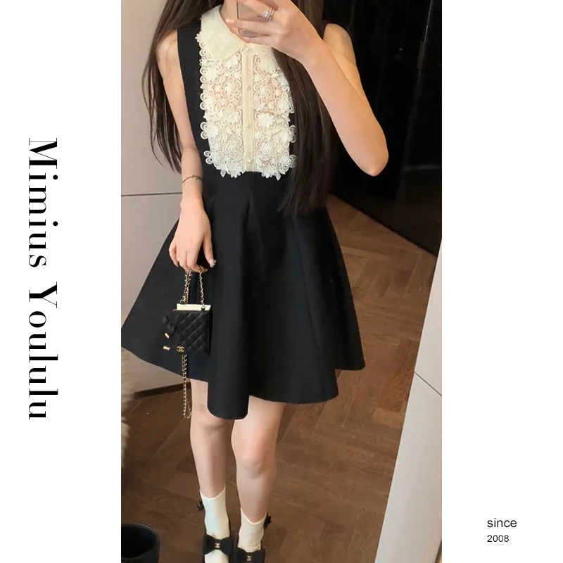 【mimius】&喵喵 暮色庄园 黑白拼接优雅无袖连衣裙 汉服 F12072