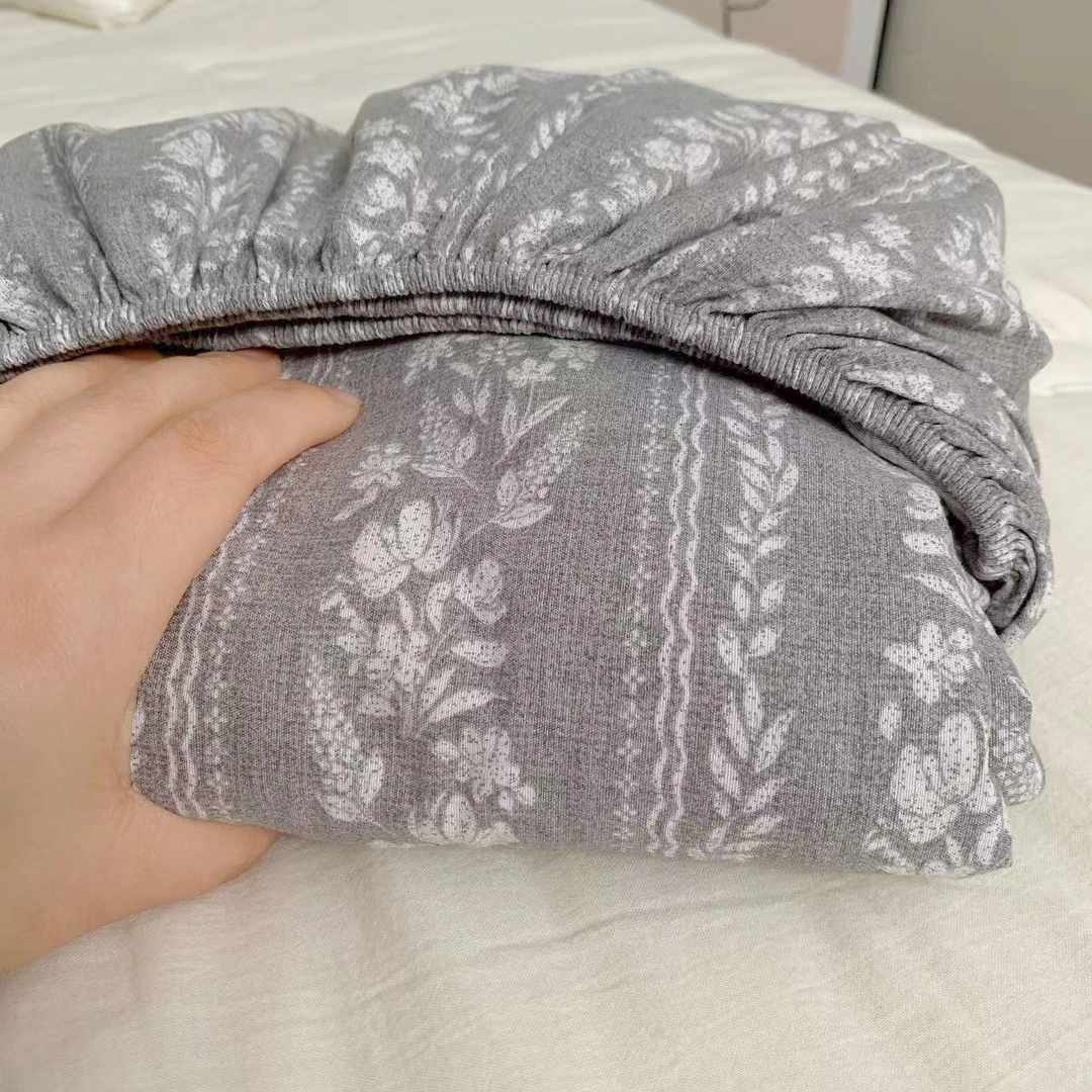 【花墙灰】简麻小辣椒加厚磨绒亚麻感1.8X2床笠床垫保护套四季可用