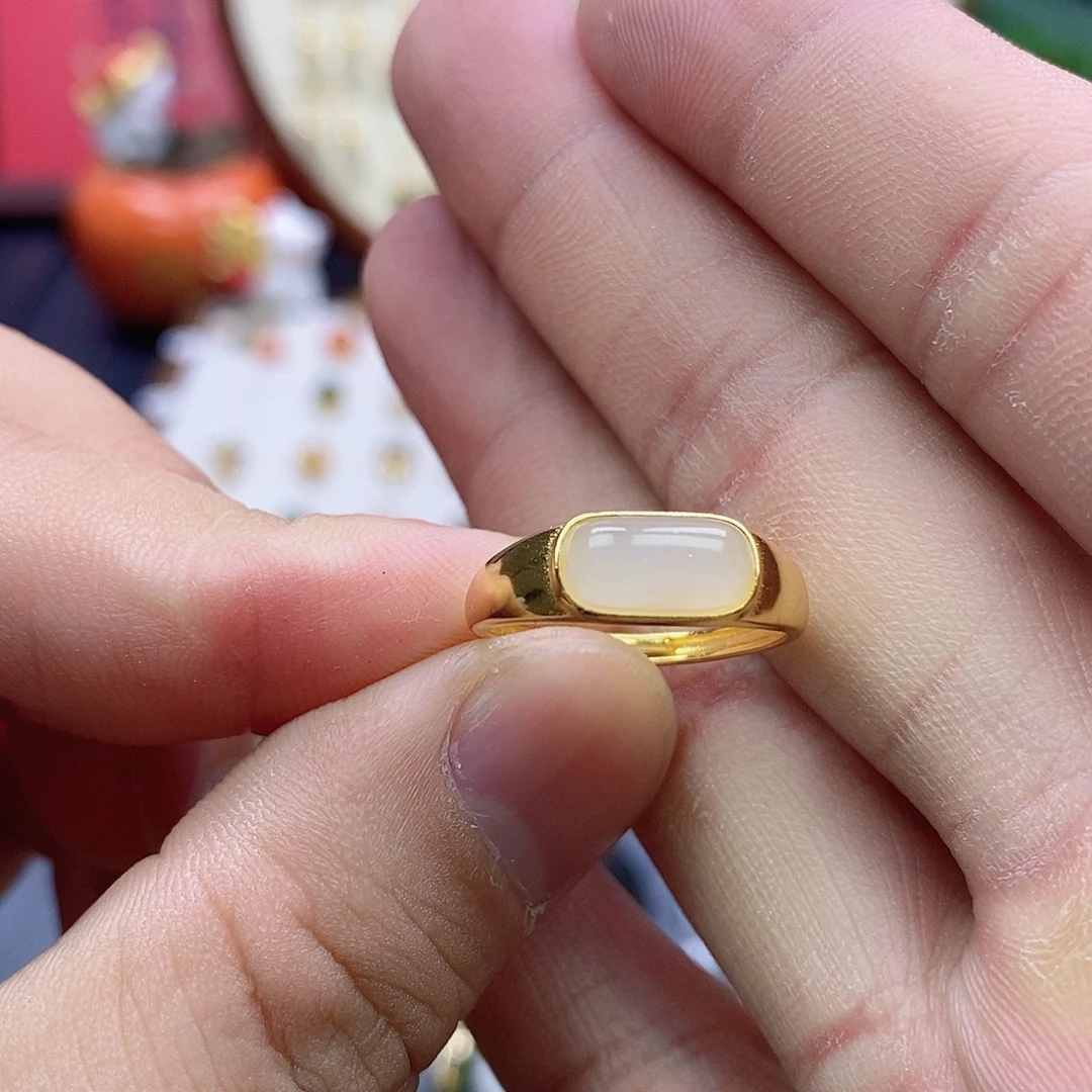 银S925镶嵌戒指和田玉