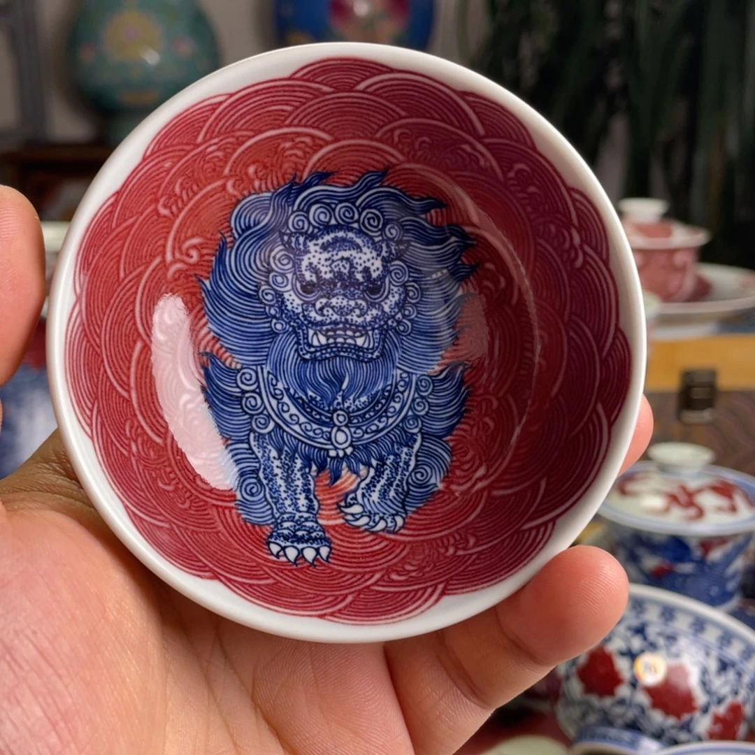 釉里红踏浪麒麟普洱杯