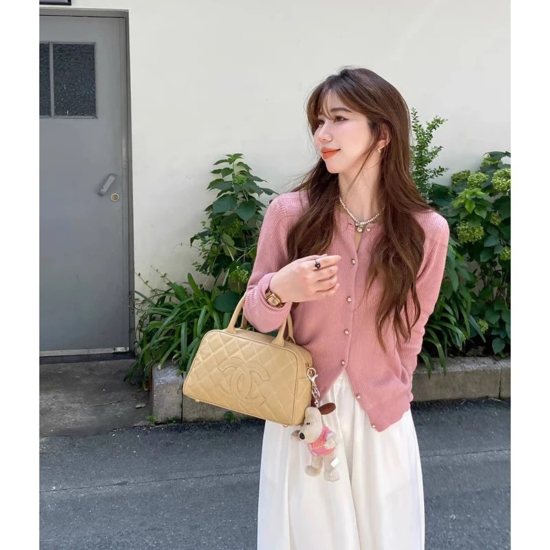 【金驼色】爱心扣开衫外套3640超柔软高品质圆领针织毛衣