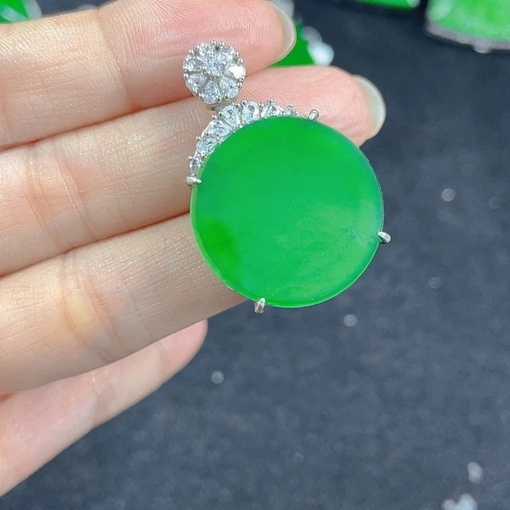 翡翠银S925镶嵌吊坠(不含链)