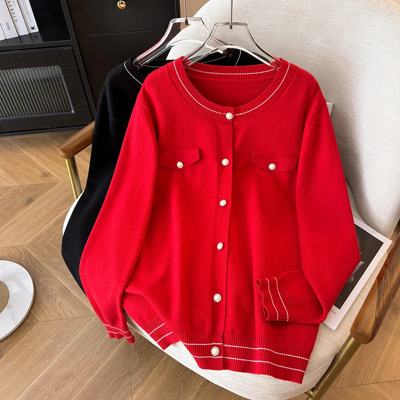 【唯欣】300斤大码女装胖MM胸围150/160宽松小香风开衫针织350斤