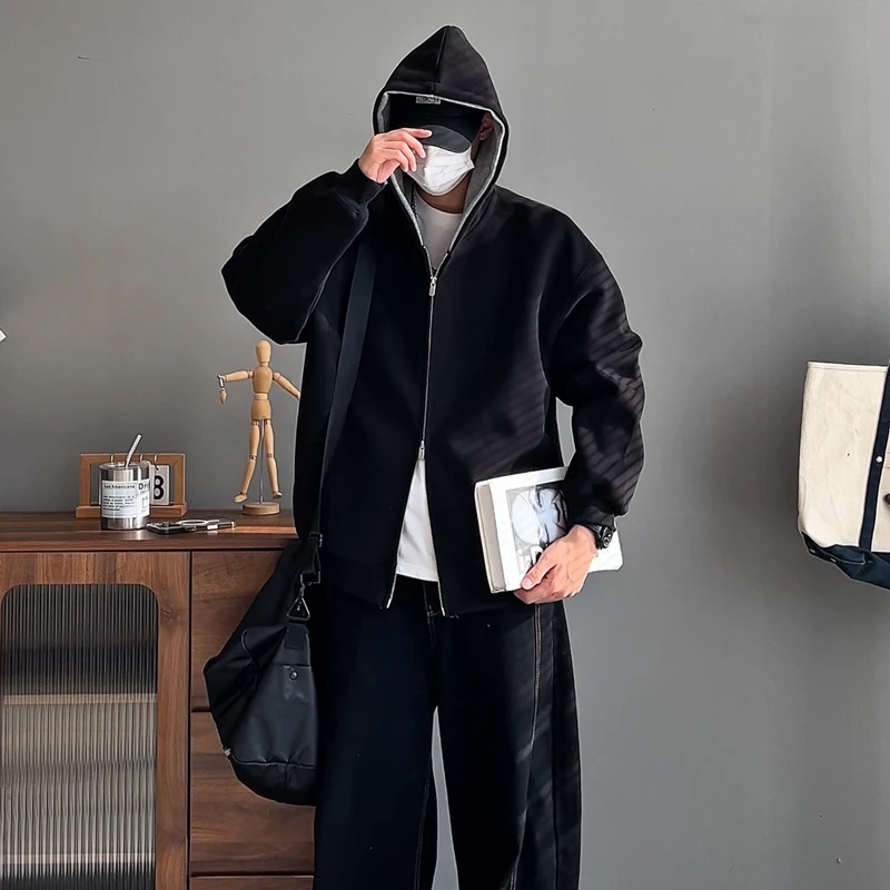 【GD潮牌】阿叔春秋韩版百搭宽松连帽开衫卫衣夹克情侣外套360-99