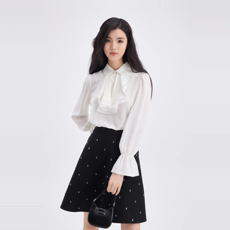 OBEG欧碧倩截短花边上衣10462051