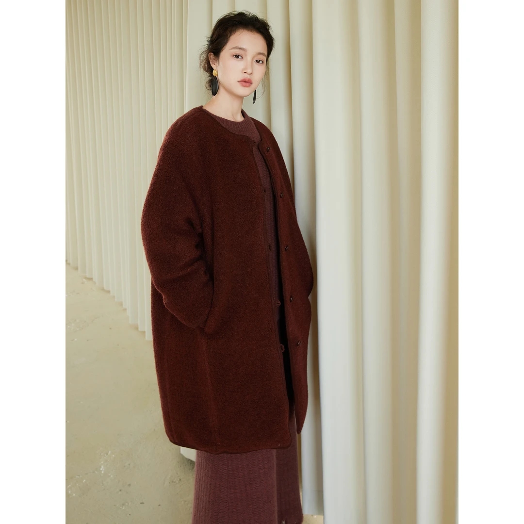 正反两穿 60%羊毛圈圈针织毛呢 |  小茧型羽绒服