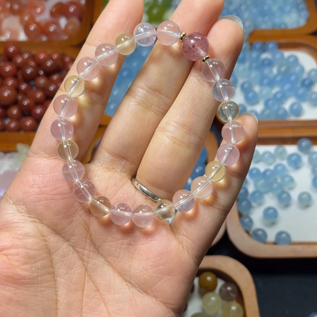 水晶未镶嵌手链粉水