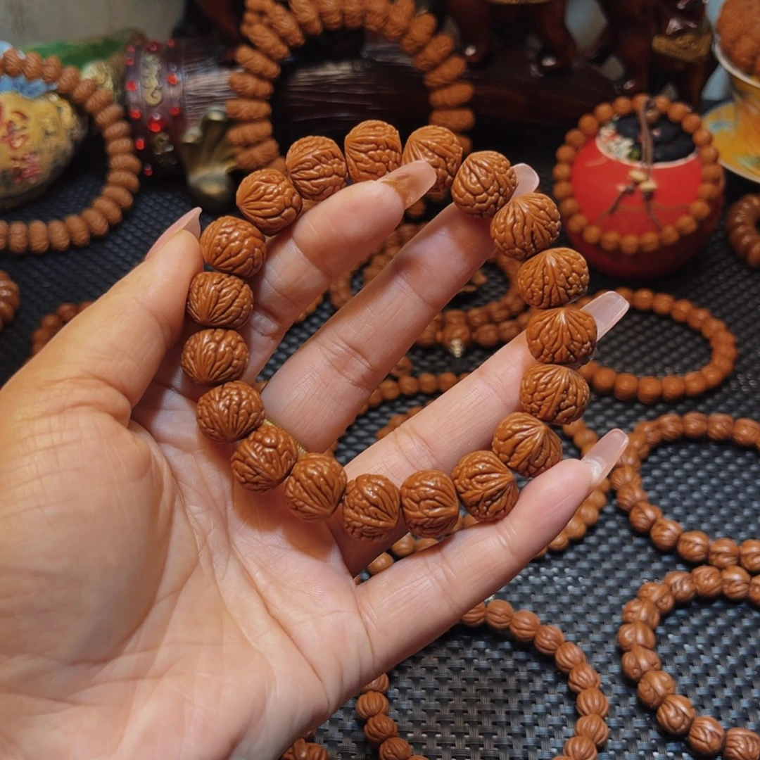 桃核手串15野生籽红皮荔枝