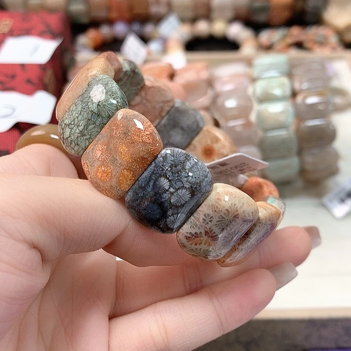 硅化珊瑚（珊瑚玉）手链未镶嵌沙**儿631