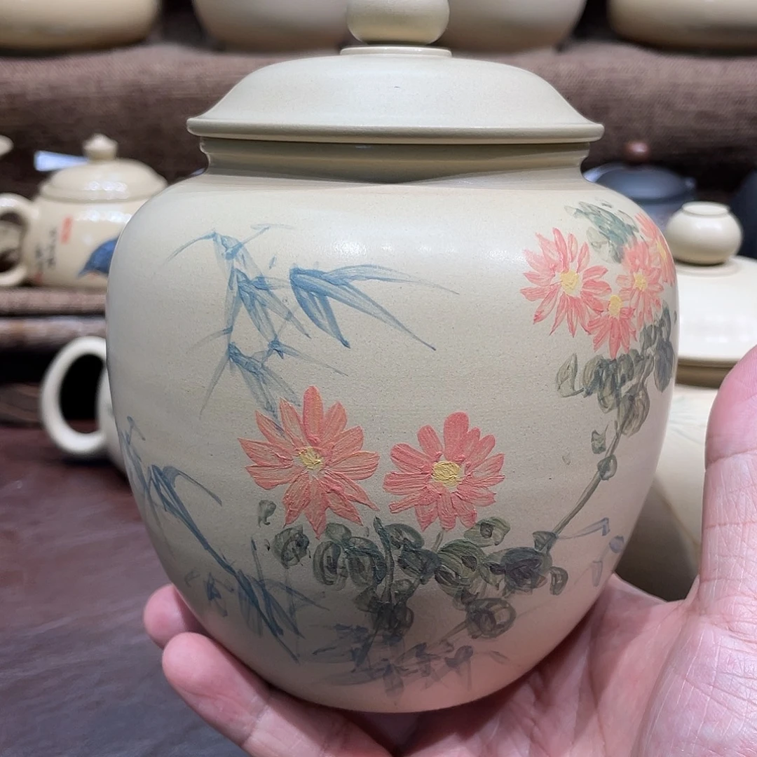执***手泥塑放漏白泥茶叶罐一个补差价