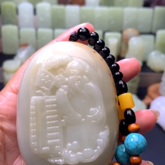 石材方解石手把件