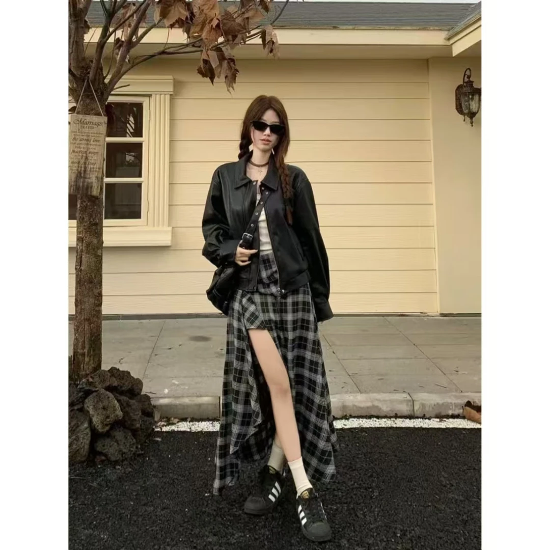 格纹公式~设计感个性经典格纹半身裙Y5267