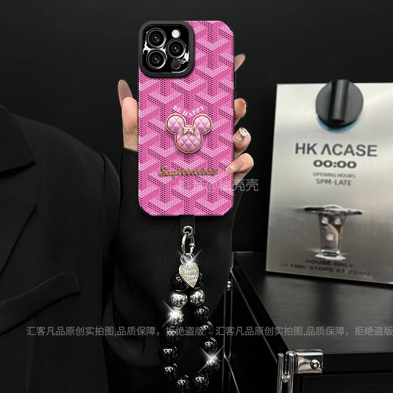 适用【苹果/oppo/华为/vivo/小米】瞳眼皮质狗牙金属米奇防摔手机壳