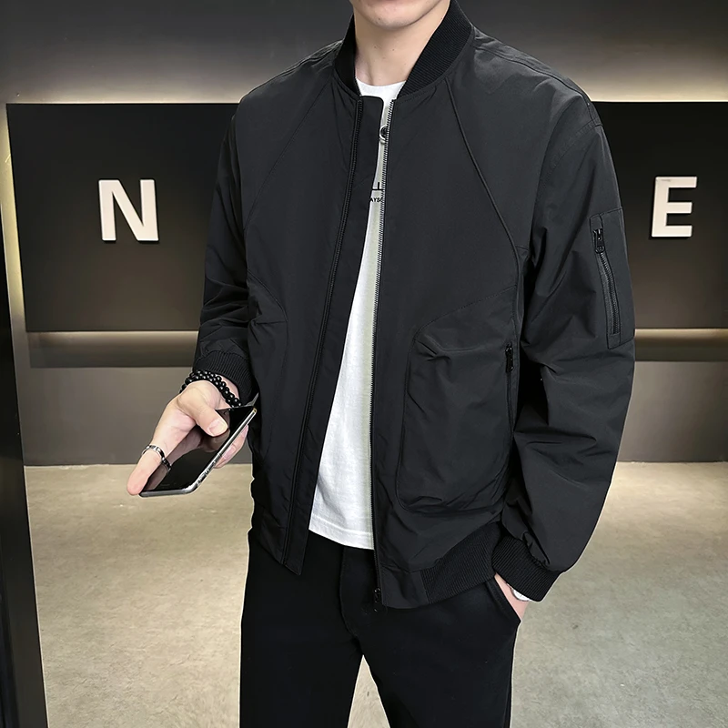 高品质男士棒球领外套时尚百搭潮流韩版夹克青年棒球领外套2605