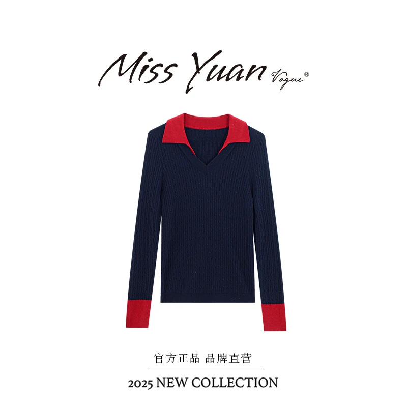 M.Y 媛总 【撞色暖绒】冬季新款翻领设计款毛针织衫打底衫MY3062D